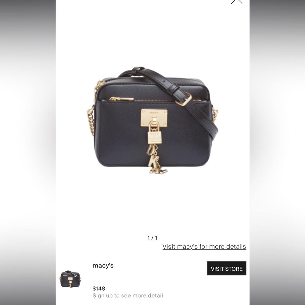 DKNY Elissa Leather Crossbody | BLACK | GOLD DETAILING | a Macys exclusive!